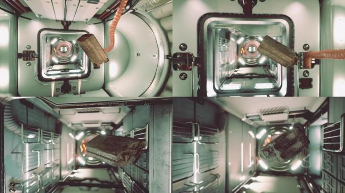 漂浮在国际空间站中的旧燃料罐