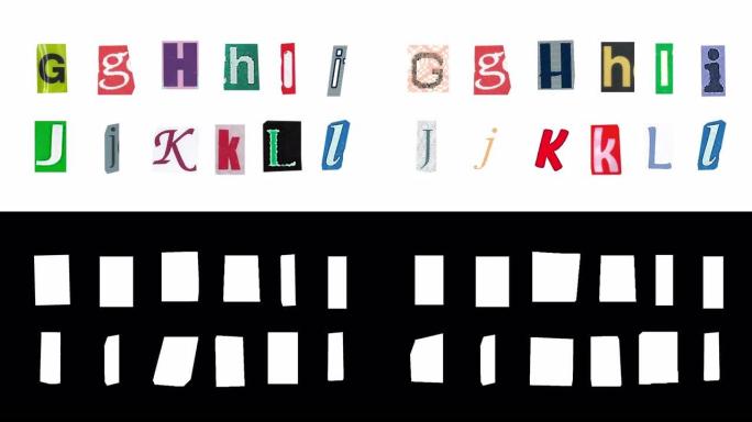 字母字母用阿尔法面具剪裁拼贴