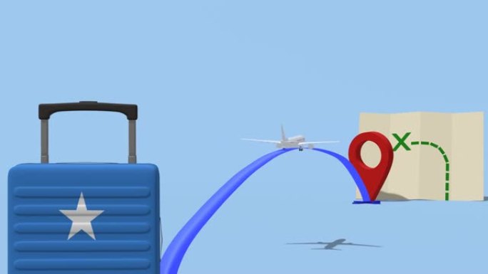 动画飞机和手提箱-索马里之旅