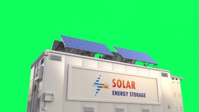 绿屏4k镜头上隔离的太阳能储能系统或电池容器单元