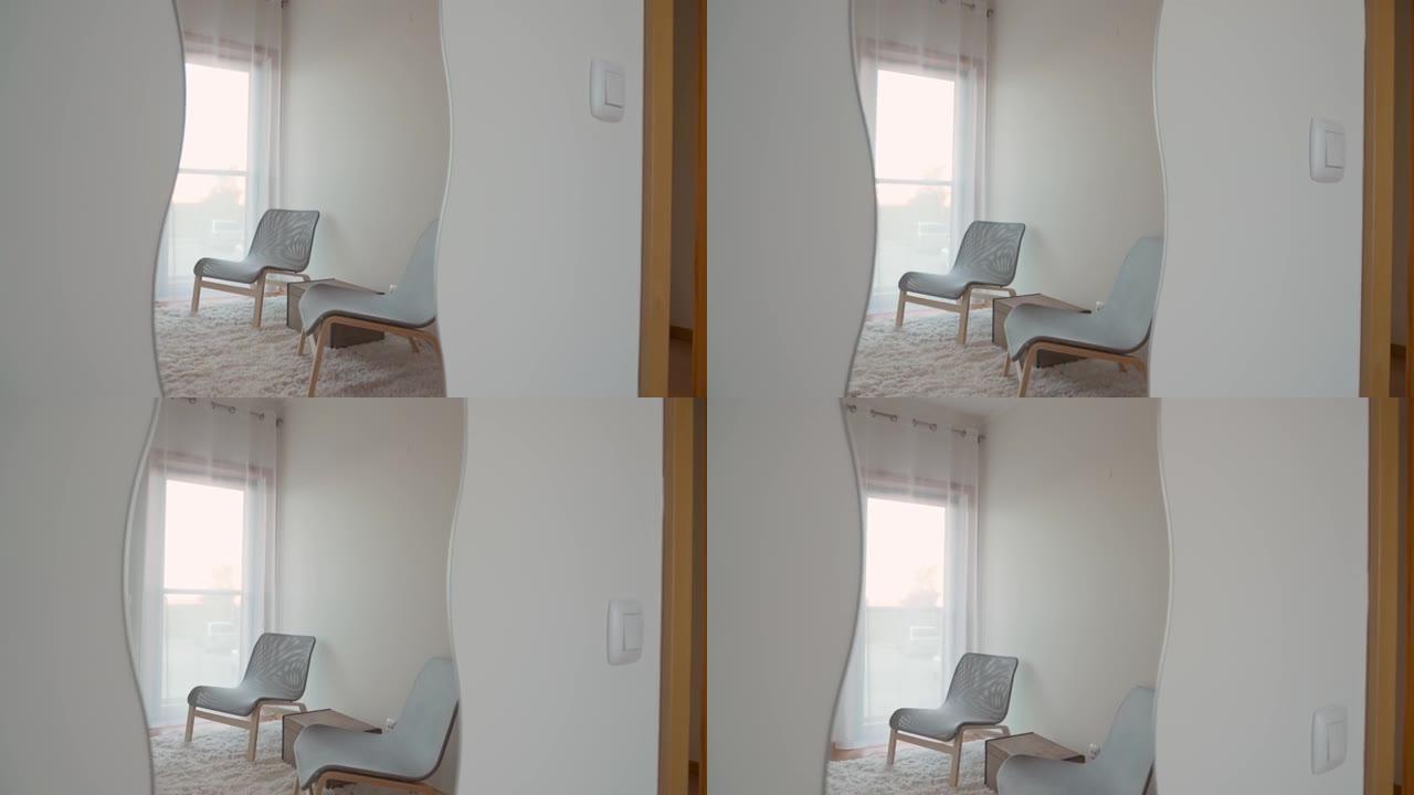 创意视频片段反映了休息室里的椅子。