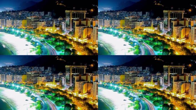 巴西里约热内卢建筑风格夜晚行车都市夜色