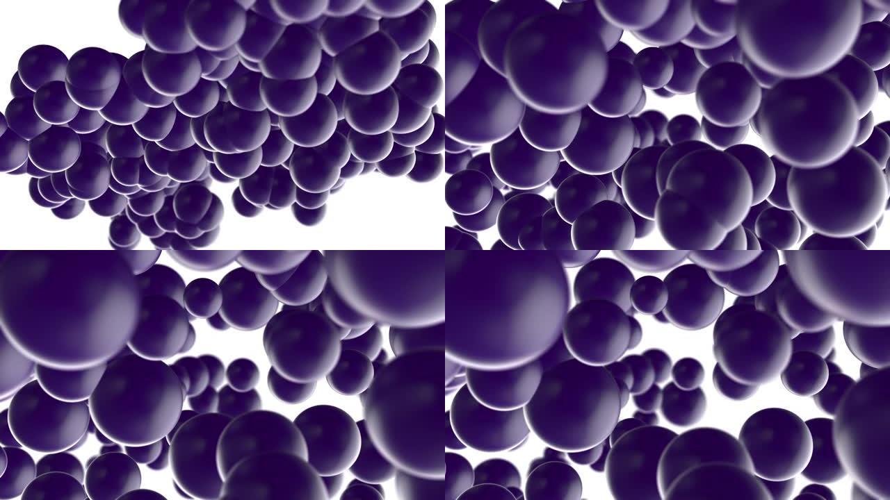 紫色球漂浮在白色背景上-3d渲染。