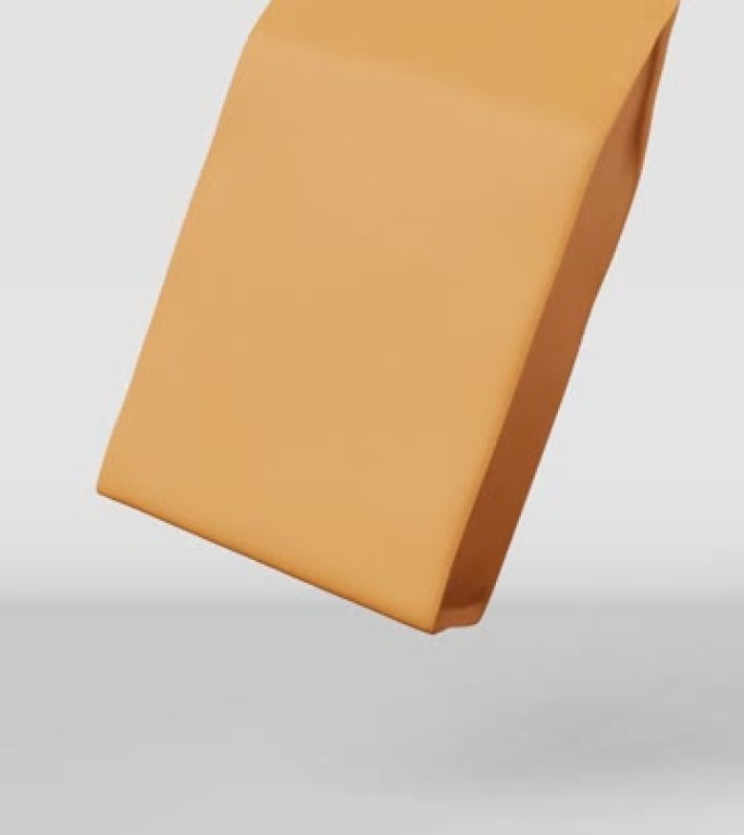 棕色袋袋咖啡豆品牌垂直3D动画。商品站立盒底部包装设计。空白食品休闲产品牛皮纸包装模板商店送货销售折