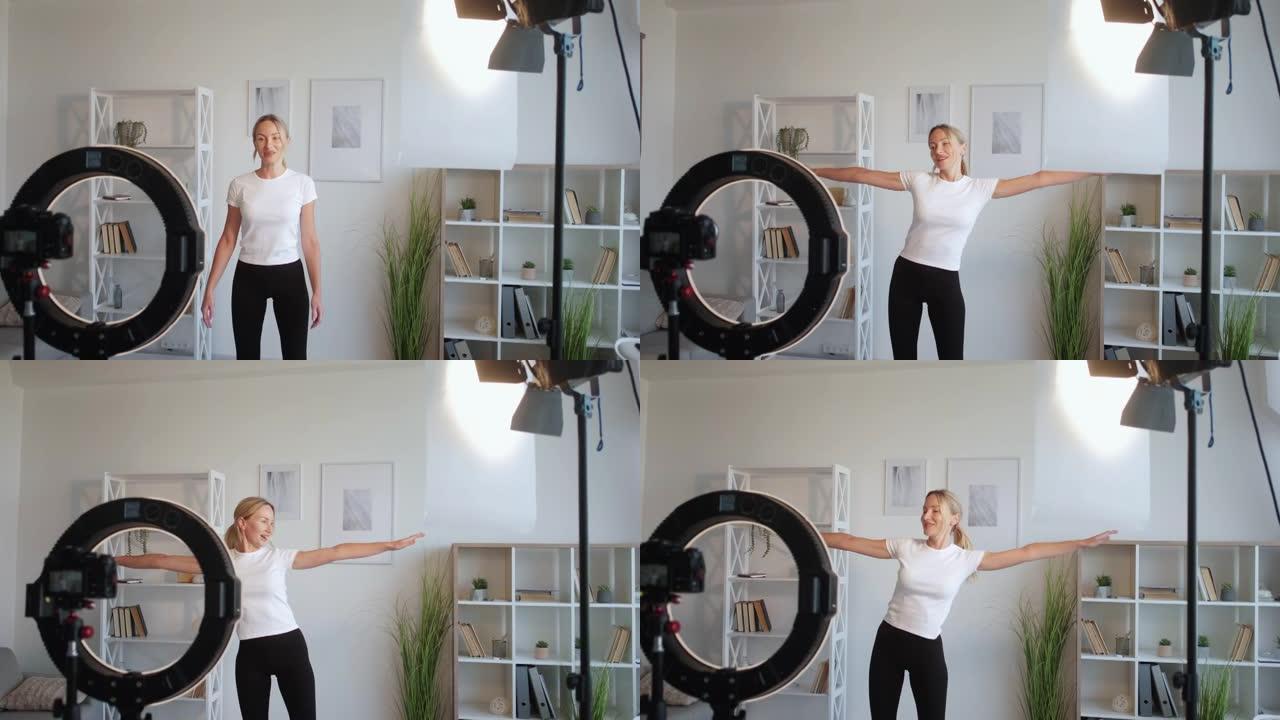 家庭运动健身女性视频训练记录