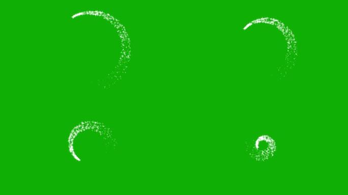 闪光闪光螺旋运动图形与绿色屏幕背景