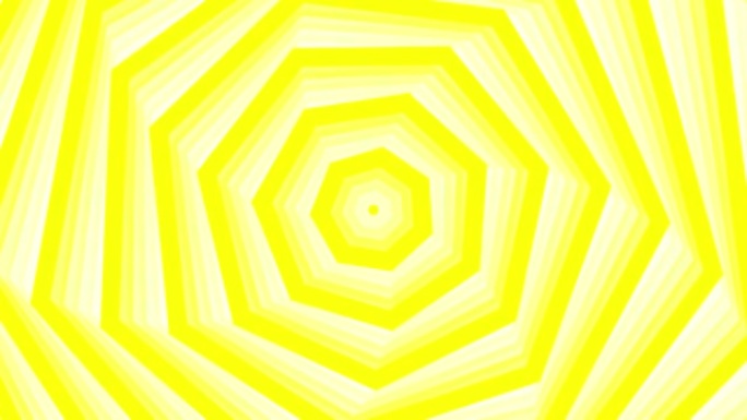 黄色粗体自旋七边形星形简单平面几何在白色背景循环。星空七边形旋转无线电波无尽的创意动画。旋转星星无缝