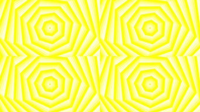 黄色粗体自旋七边形星形简单平面几何在白色背景循环。星空七边形旋转无线电波无尽的创意动画。旋转星星无缝