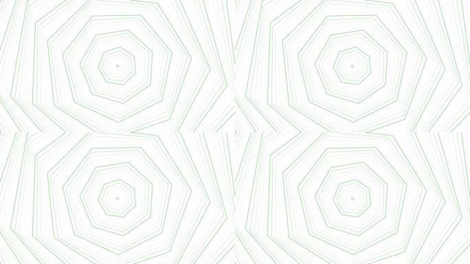 绿色大胆纤细自旋七边形星星简单的平面几何在白色背景循环。星空七边形旋转无线电波无尽的创意动画。旋转星