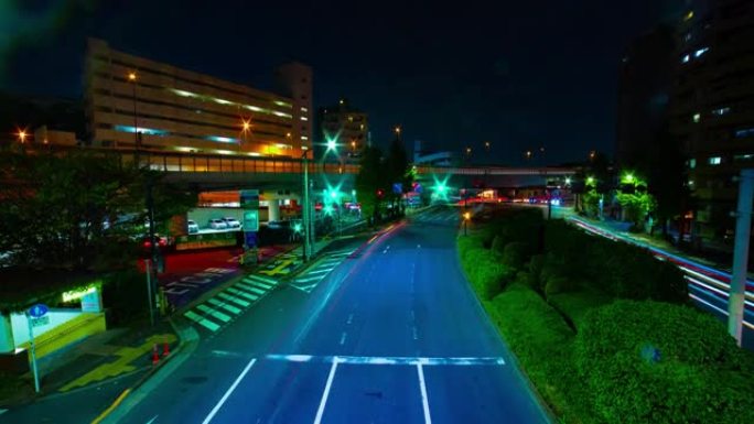 东京市区街道交通拥堵的夜晚时光倒流