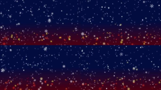 4k圣诞雪花粒子背景，慢动作，强烈，雪花，六角形棱镜，冬季，圣诞节，新年，暴风雪。