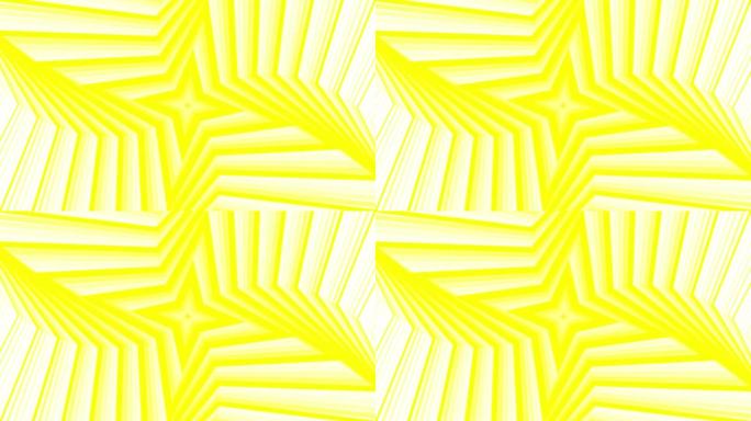 白色背景循环上的黄色粗体自旋四角星简单平坦几何。星光灿烂的旋转电波无尽的创意动画。旋转星星无缝运动图