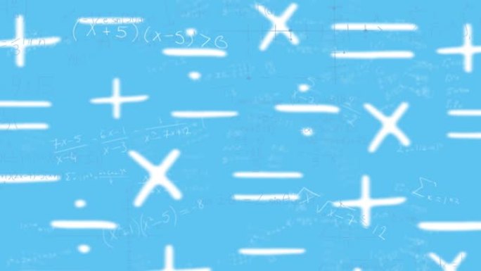 蓝色背景上的数学方程动画