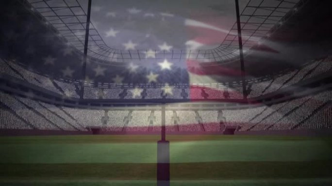 美国国旗在美国足球体育场的动画