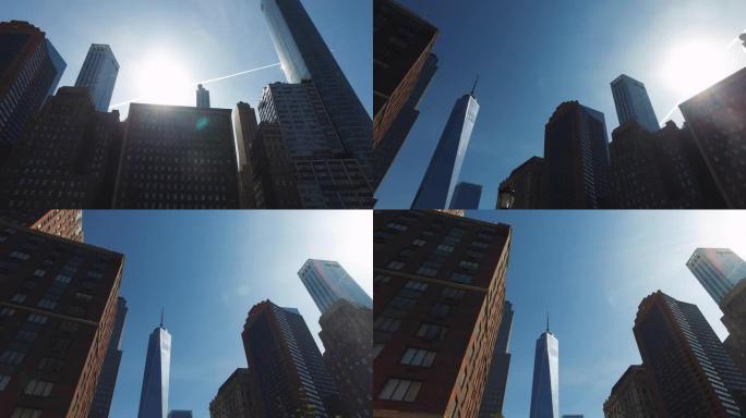纽约市景观: 在摩天大楼之间骑自行车