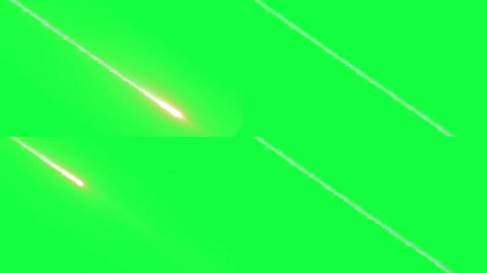 绿屏背景的坠落陨星运动图形。