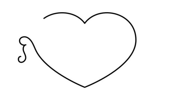 动画插图。连续一行的心和脚本草书文本amore (意大利语中的爱情)。手绘简约风格。4k视频