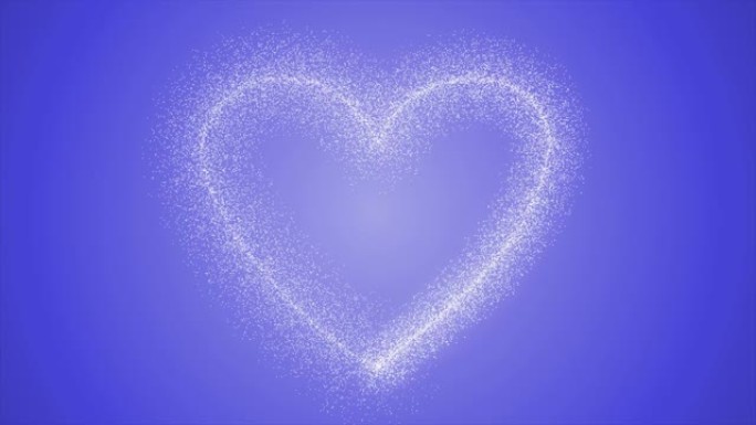 4K，粒子心脏闪闪发光。白色闪光颗粒背景。2月14日情人节-假期。爱情，情感，心形，关系，情侣，庆祝
