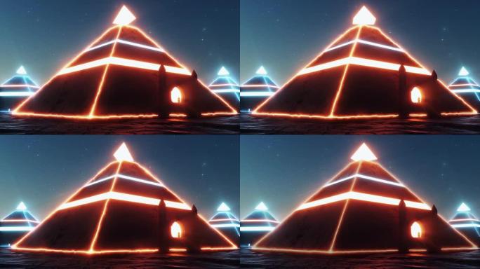 古代金字塔门户-循环科幻景观背景