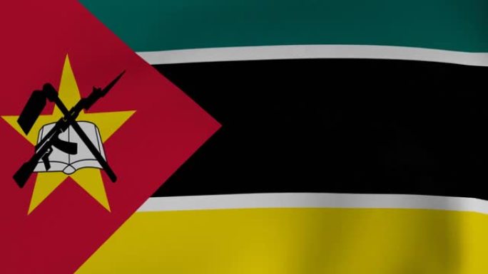 莫桑比克国旗在风中循环动画