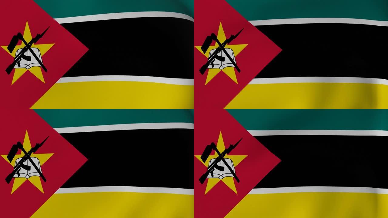 莫桑比克国旗在风中循环动画