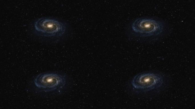 星舰在太空中以靠近银河系中心的利格速度飞行。仙女座星系有数十亿颗恒星。高度详细的4k银河电影模型和星