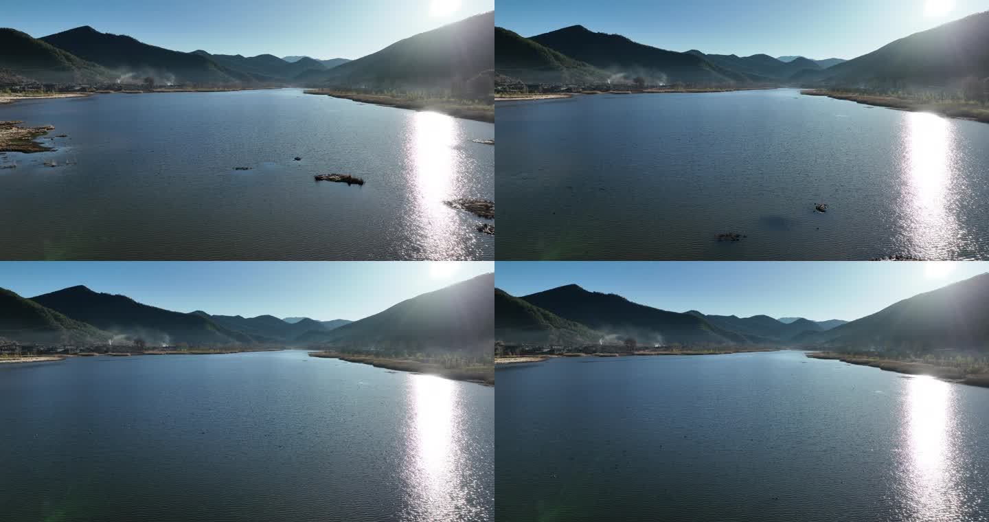 航拍泸沽湖清晨