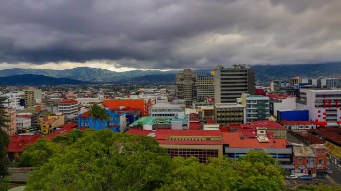 哥斯达黎加圣何塞乌云密布城市上空