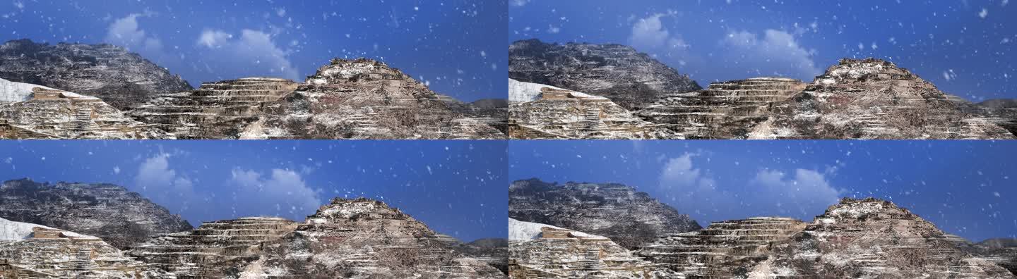 山西  窑洞 西北 冬天  下雪 雪景