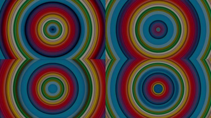 无缝抽象动画背景与彩色圆圈图案创造错觉效果