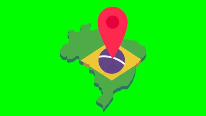 位于巴西，透明背景为绿色 (平面设计中的环路)