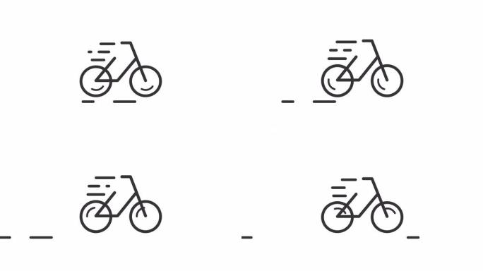 动画自行车线性图标