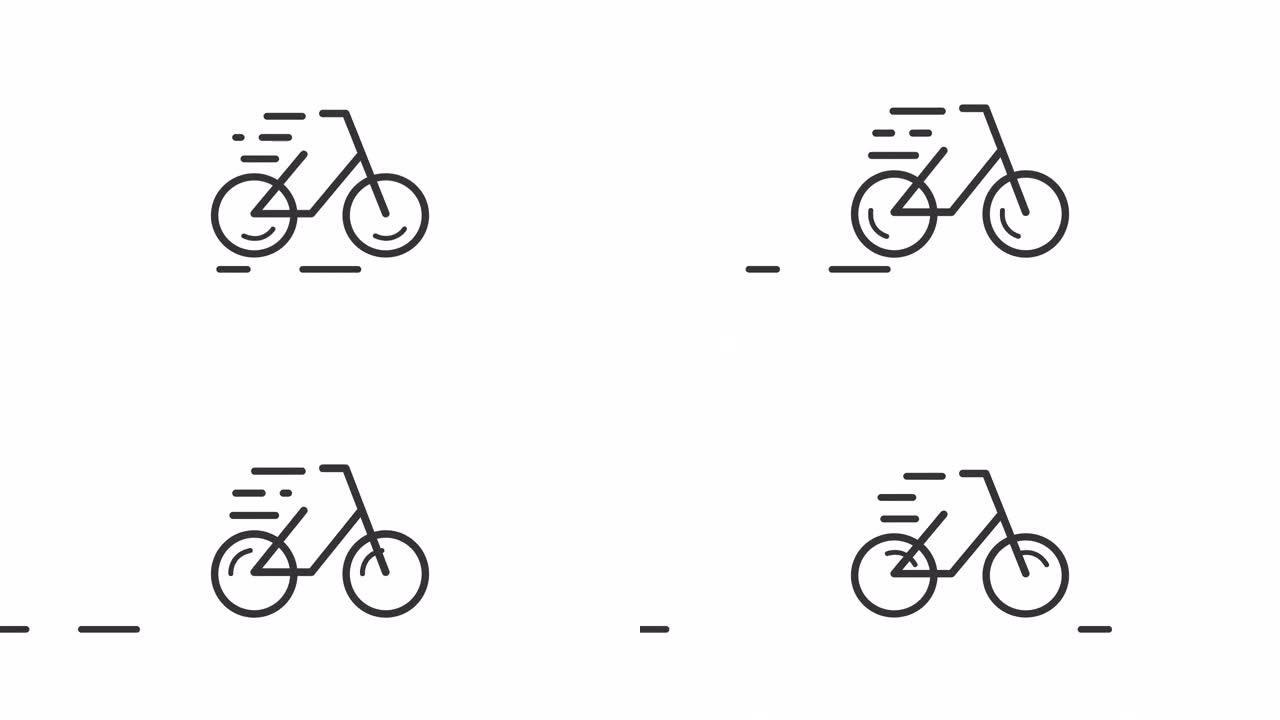 动画自行车线性图标