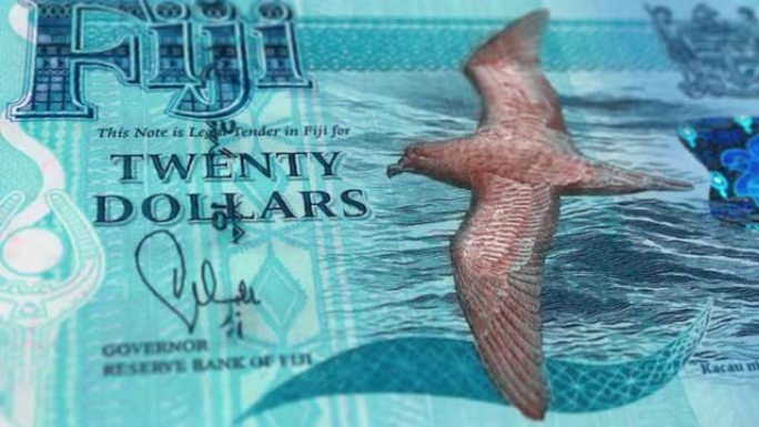 斐济斐济美元20纸币，20斐济美元，斐济美元的特写和宏观视图，跟踪和多莉拍摄20斐济美元纸币观察和储