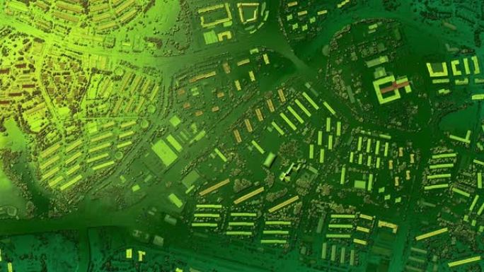 带有用于GIS的彩色地理空间数据的城市城市动画地图