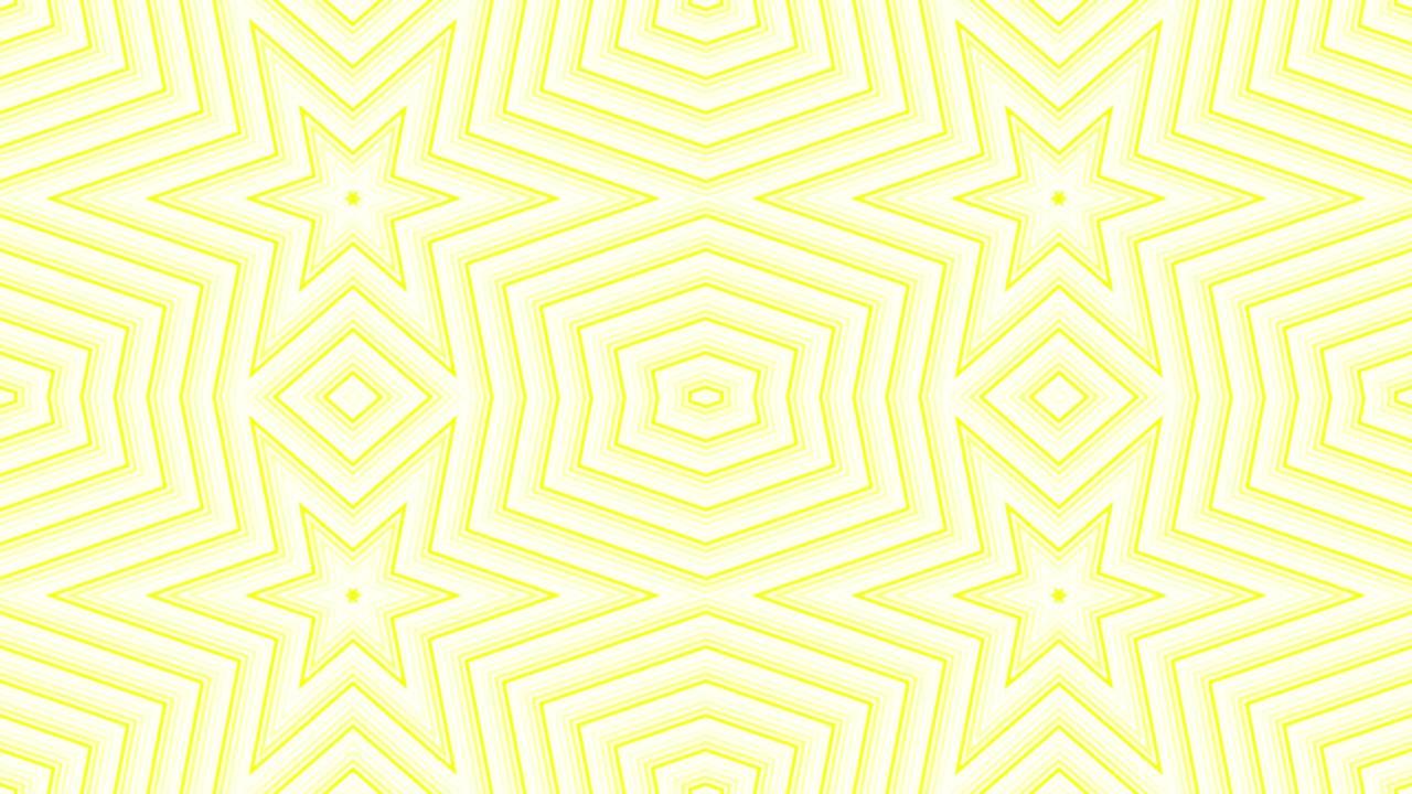 白色背景上的黄色八角星简单平坦几何循环。星空电波无尽的创意动画。星星无缝运动图形背景。阿斯特拉雷达声