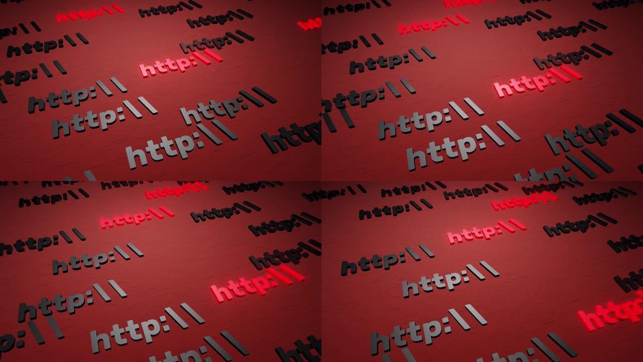红色背景3d渲染上的Http符号符号。超文本传输协议安全web 3