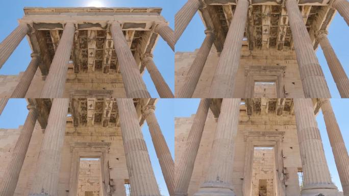 希腊雅典卫城panroseion圣所入口处的柱子视图