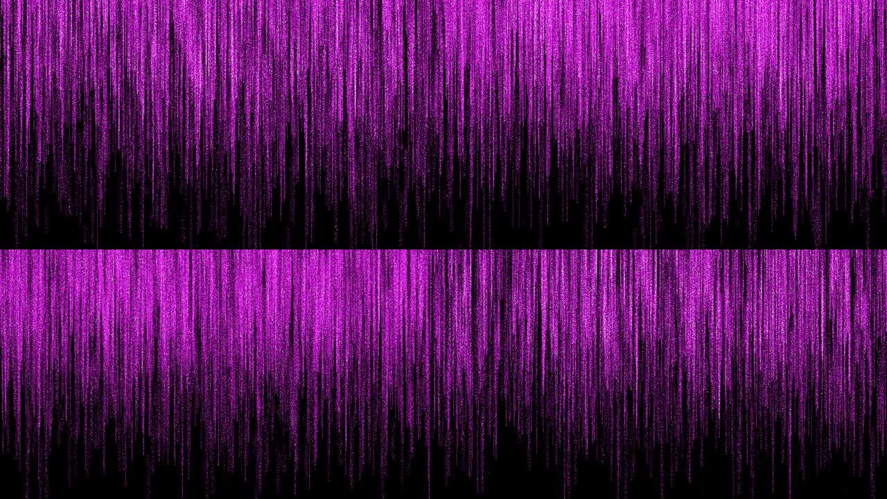 抽象紫色闪闪发光的粒子光线雨无缝循环背景4K。抽象粒子神奇尘埃背景
