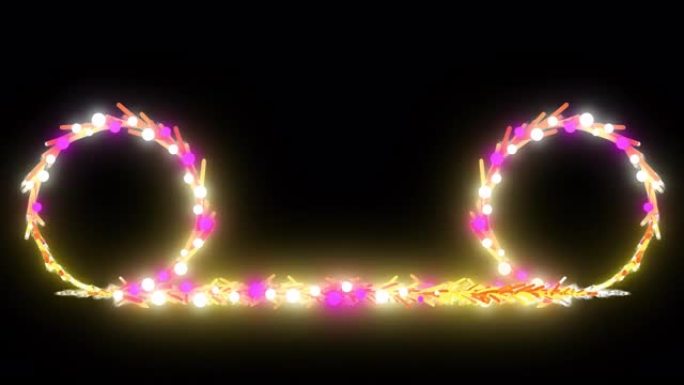 圣诞霓虹花环花环设计元素无缝循环动画透明背景带阿尔法通道