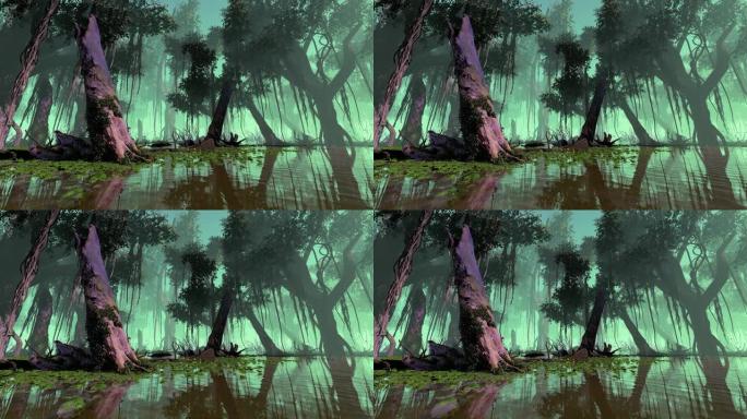 在热带丛林中生长的树木