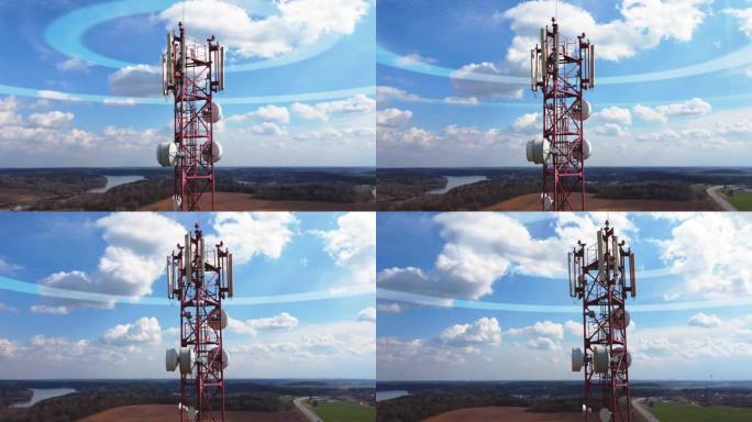 来自蜂窝塔的移动网络信号的动画可视化。