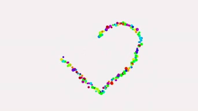 用彩色粒子气泡绘制的4k心形