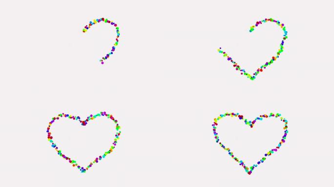 用彩色粒子气泡绘制的4k心形