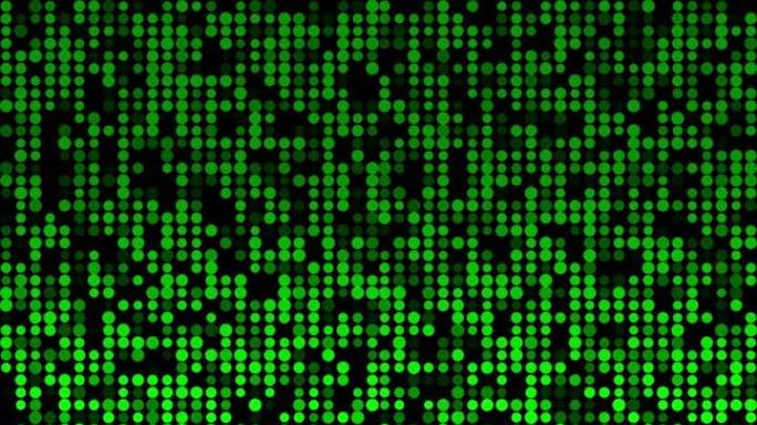 抽象点闪光闪耀绿色二进制数字代码，垂直循环视频