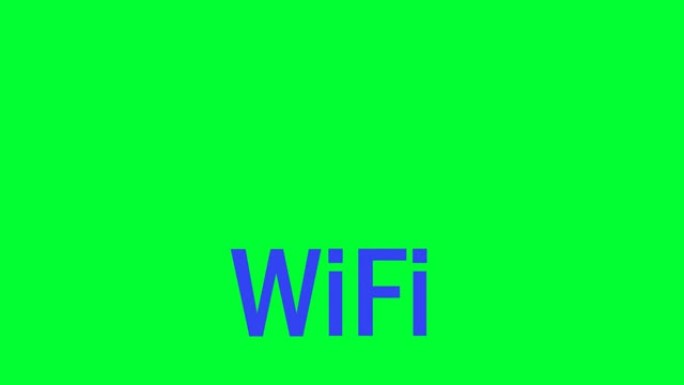 WIFI图标无线互联网信号在绿色屏幕上动画。Wifi网络信号动画4k。宽带热点互联网高速接入。通信技