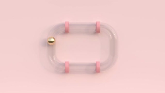 粉色墙面玻璃金球玩装饰3d渲染