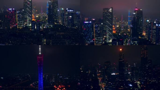广州 春天 航拍 夜景 高楼