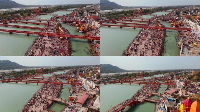 Har Ki Pauri的鸟瞰图，这是印度北坎德邦Haridwar市恒河河畔的著名ghat