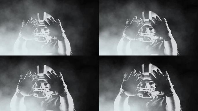 美国橄榄球运动员上空的烟雾动画